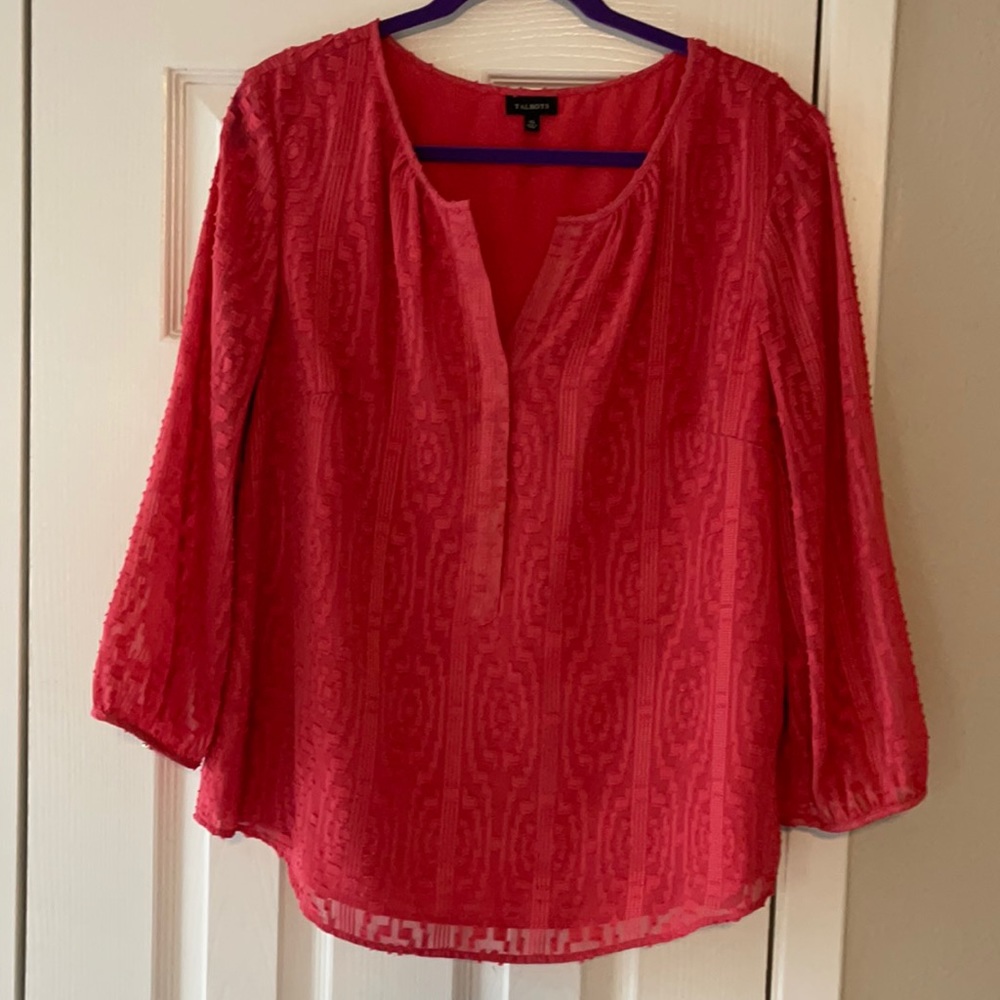Talbots, XL, vermilion red blouse